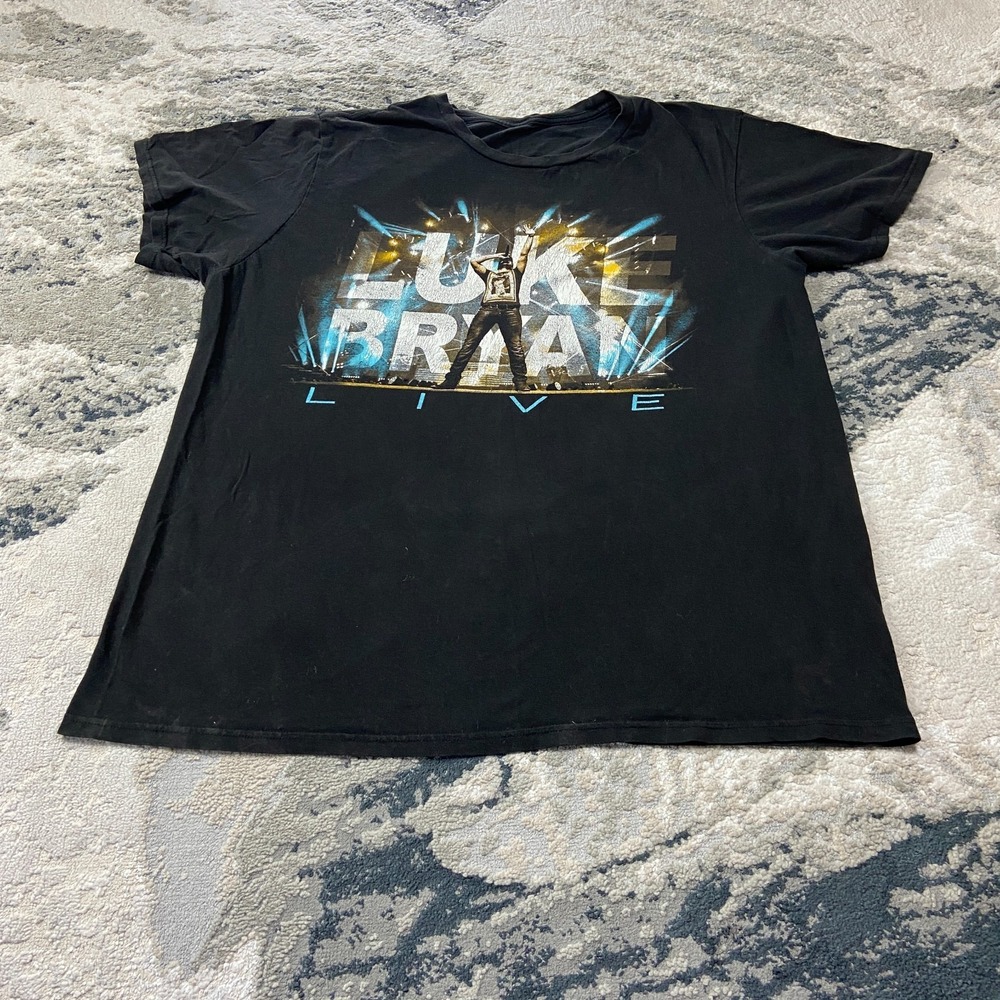 Luke Bryan Live 2017‎ Concert Tour T Shirt Sz L Black Graphic Crew Neck Pullover